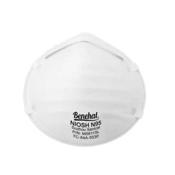 BENEHAL 防护口罩，MS6115L N95 白色 杯型 头戴式 售卖规格：20只/盒
