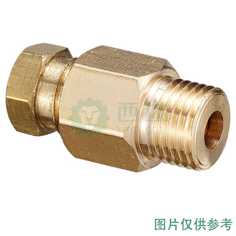 谦华智科 全铜内卡套式外丝螺纹直通直接接头，内卡外丝PC6-M10*1，接管6mm，外丝M10*1 售卖规格：1个【多少钱 规格参数 图片 ...