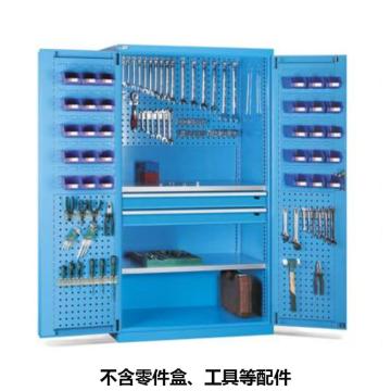 位邦 储物柜，77.6521.02.E 1023×550×1800mm,蓝,对开钢门柜,密码指纹锁,2层板,背部、门上带挂板,2单轨抽屉 售卖规格：1个