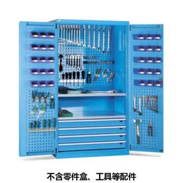 位邦 储物柜，77.6721.02 1023×550×1800mm,蓝色,对开钢门柜,2层层板,背部、门上带挂板,4抽屉 售卖规格：1个