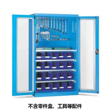 位邦 储物柜,1023×550×1800mm,蓝色,对开玻璃门柜,4层层板,背部带挂板，77.6702.02 售卖规格：1个