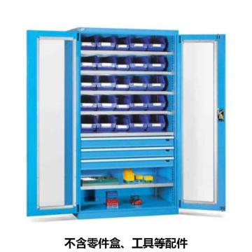 位邦 储物柜,1023×550×1800mm,蓝色,对开玻璃门柜,6层层板,3抽屉，77.6632.02 售卖规格：1个