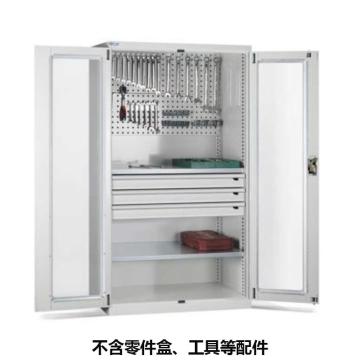 位邦 储物柜,1023×550×1800mm,灰色,对开玻璃门柜,2层层板,背部带挂板,3抽屉，77.6532.01 售卖规格：1个