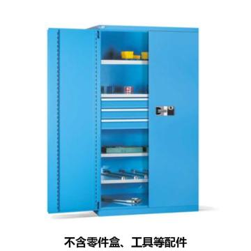 位邦 储物柜，77.6421.02.E 1023×550×1800mm,蓝色,对开钢门柜,密码指纹锁,4层层板,3单轨抽屉 售卖规格：1个