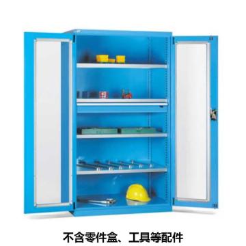 位邦 储物柜,1023×550×1800mm,蓝色,对开玻璃门柜,4层层板,1抽屉，77.6402.02 售卖规格：1个