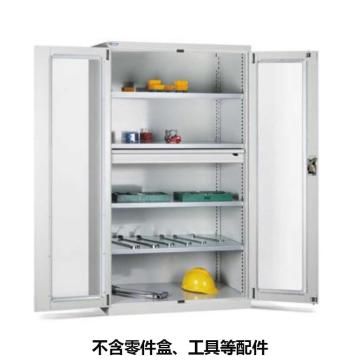 位邦 储物柜,1023×550×1800mm,灰色,对开玻璃门柜,4层层板,1抽屉，77.6402.01 售卖规格：1个