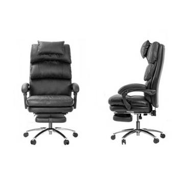 得力 155°可躺真皮老板椅午休椅高管椅，91020 (黑色)不含安装 售卖规格：1把