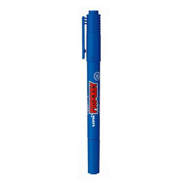 UNI 三菱水性小双头记号笔，PM-120T蓝色 细0.4mm粗0.9mm(10支/盒) 售卖规格：1支