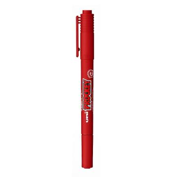 UNI 三菱水性小双头记号笔，PM-120T红色 细0.4mm粗0.9mm(10支/盒) 售卖规格：1支