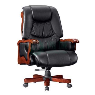 京鑫辉 大班椅，XH-DB1101 总裁椅木制皮革椅办公椅人体工学椅转椅 740*900*1200mm 黑色 售卖规格：1把
