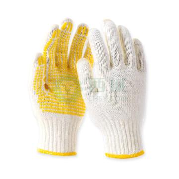 Raxwell 600g毛纺点塑手套，黄色点珠，7针，12副/袋，RW2106