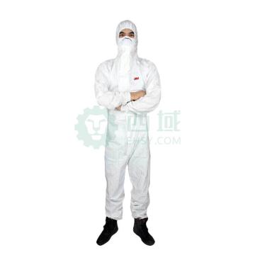3M 防化服，4515-M 欧标5级，白色带帽连体防护服 售卖规格：1件