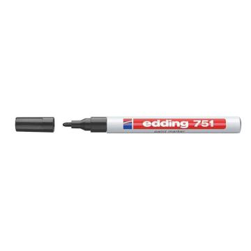 edding 记号笔工业油漆笔，edding 751-黑色 耐高温300度 线幅1mm-2mm黑色 售卖规格：1支