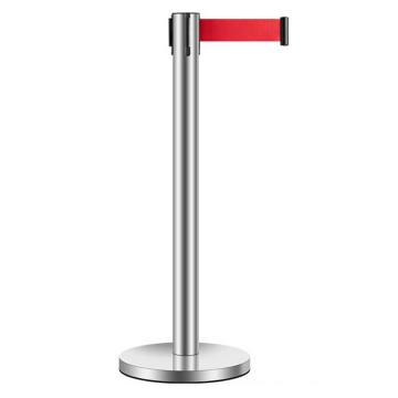 布朗森/BRONSON 隔离栏，2m红色涤纶隔离带，银色不锈钢隔离柱，立柱底座宽320mm，立柱高900mm，壁厚约0.5mm，B002922 售卖规格：1个