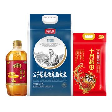 福临门 节庆组合，SJ-米油套餐，1.8L+7.5kg 裕道府/十月稻田（一件代发） 售卖规格：1套