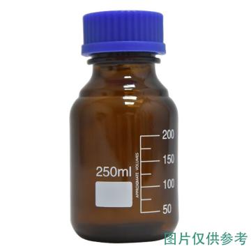 安赛瑞 蓝盖丝口试剂瓶（2个装）螺口 带刻度 大口瓶 棕色 250ml，600643 售卖规格：2个/件