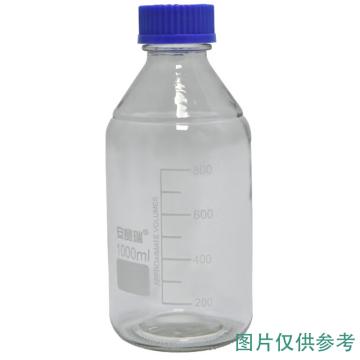 安赛瑞 蓝盖丝口试剂瓶（1个装）螺口 带刻度 大口瓶 白色透明 1000ml，600639 售卖规格：1个