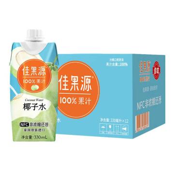 佳果源 果味饮料，100%经典版NFC椰子水330ml*12瓶 售卖规格：1箱