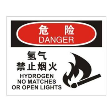 安赛瑞 OSHA危险标识-氢气禁止烟火，不干胶材质，250×315mm，31233 售卖规格：1张