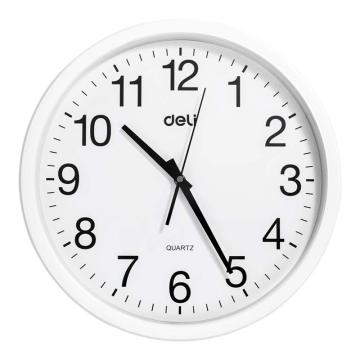 得力 圆形挂钟钟表，9006 白色37cm简约时尚挂钟客厅挂式静音钟表 售卖规格：1只