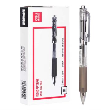 得力 子弹头速干中性笔，S801 黑 0.5mm 12支装 售卖规格：1盒