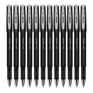 得力 磨砂商务中性笔/碳素笔，S30黑盒装 0.5mm 售卖规格：12支/盒