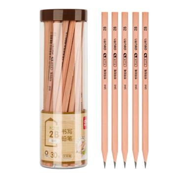 得力 木世界系列铅笔，S941原木色 2B 六角笔杆（30支/筒） 售卖规格：1筒