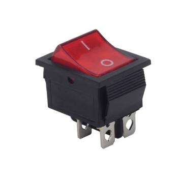 伊萊科 船型開關(guān)，KCD4-201/N 4腳 2檔 帶燈 紅色 30A 售賣規(guī)格：1個