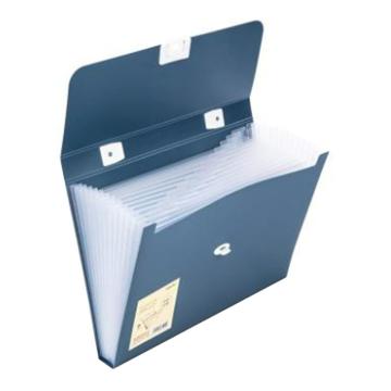 得力(deli) 13格A4手提風琴包， 多層文件夾收納資料冊 文件保護 深藍72593 單位：個
