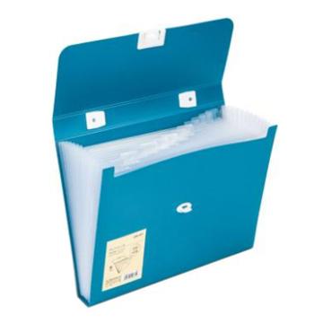 得力(deli) 13格A4手提風琴包，多層文件夾收納資料冊 文件保護 淺藍72593 單位：個