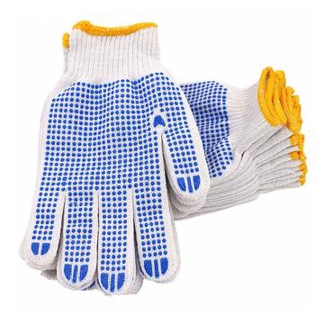 冰禹 防护耐磨棉线手套，BYlf-05 防滑点胶点塑劳保手套，12双，蓝色，600g 售卖规格：1组