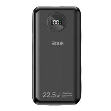 柔刻/ROUK 充电宝，S10 黑 10000毫安 大容量充电宝 自带线苹果华为 售卖规格：1台