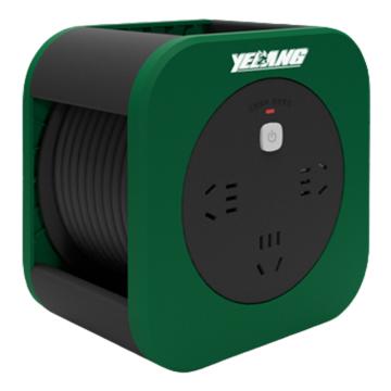 野狼 狼小方MINI电缆卷盘，YL802 青松绿 10米 RVV 3*1mm² 10米（3位10A五孔插座 过载保护 按钮开关），YL802 青松绿 售卖规格：1只