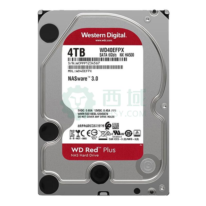 西部数据/WD 机械硬盘,WD40EFPX 4TB NAS硬盘 WD Red Plus 西数红盘Plus 5400转 256MB SATA ...