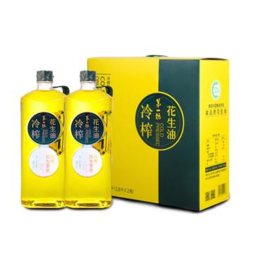 第一坊 食用油，冷榨花生油1.8L*2礼盒装