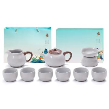 八方礼 整套茶具，江山如画10入茶具套装（银灰色）BFL2021-3
