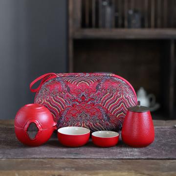 知者覺器 整套茶具，云肩便携收纳(带茶叶罐)陶瓷茶壶茶杯套装