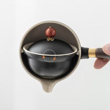 金镶玉 整套茶具，雅黑创意旋转茶具