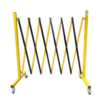 宸极 镀锌铁管伸缩围栏，高102厘米，展开2.5米，带轮，黄黑相间，CH-TWLB10225 售卖规格：1个