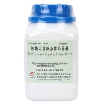 海博生物 胰酪大豆胨液体培养基（2015药典），HB4114-19 一种通用的营养培养基，用于各种微生物的培养 售卖规格：250克/瓶