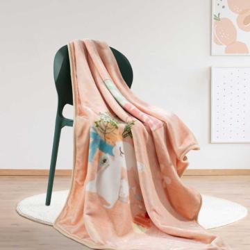 水星家纺 毛毯，122980甜馨小兔法兰绒毯，聚酯纤维420g