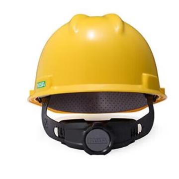 梅思安/MSA V-Gard ABS标准型安全帽，10146531-黄 一指键帽衬，针织吸汗带，国标D型下颏带 售卖规格：1顶