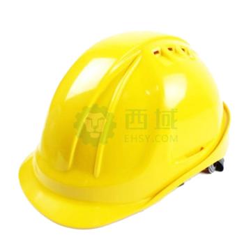 代尔塔/DELTAPLUS 安全帽，102106-黄色 M型，带透气孔，旋钮式，含下颚带 售卖规格：1个