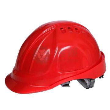 代尔塔/DELTAPLUS 安全帽，102106-红色 M型，带透气孔，旋钮式，含下颚带 售卖规格：1个