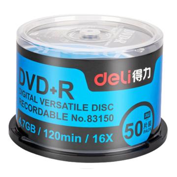 得力 刻錄盤，83150 光盤DVD+R(銀)(50片/桶)