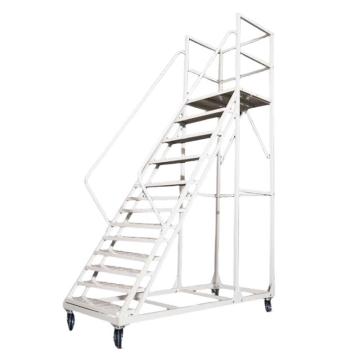 谦格 铁制组装式仓库可移动登高梯登高车平台梯子，加强QDC3000带轮 平台高3米12步0.8米宽 售卖规格：1个
