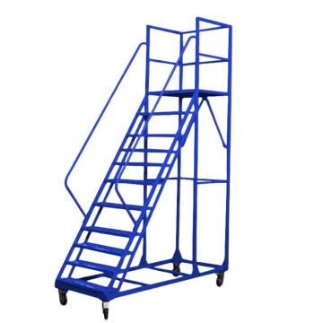 谦格 铁制组装式仓库可移动登高梯登高车平台梯子，QDC2500蓝，带轮 平台高2.5米10步0.8米宽 售卖规格：1个