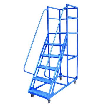 谦格 铁制组装式仓库可移动登高梯登高车平台梯子，QDC1300蓝，带轮 平台高1.3米5步0.6米宽 售卖规格：1个