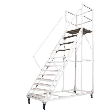 谦格 铁制组装式仓库可移动登高梯登高车平台梯子，QDC3500白，带轮 平台高3.5米14步0.9米宽 售卖规格：1个