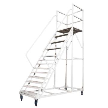 谦格 铁制组装式仓库可移动登高梯登高车平台梯子，QDC3000白，带轮 平台高3米12步0.8米宽 售卖规格：1个